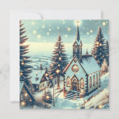  kerk op een winterse kerstdag kaart (Voorkant)