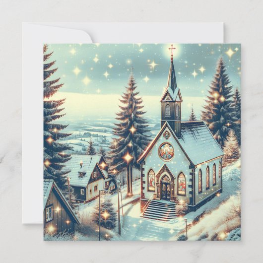 kerk op een winterse kerstdag kaart (Voorkant)