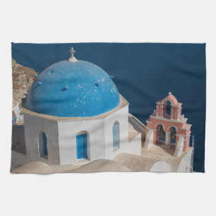 Kerk op het eiland Santorini, Griekenland Theedoek
