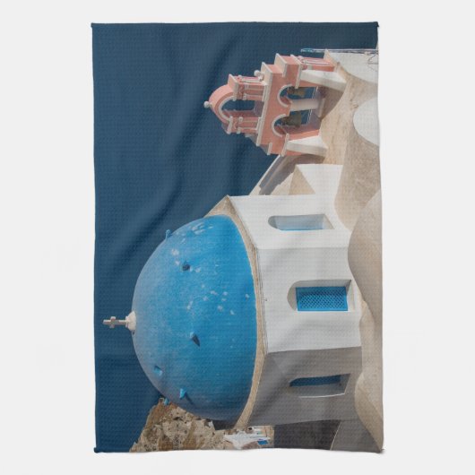 Kerk op het eiland Santorini, Griekenland Theedoek (Verticaal)