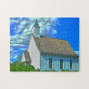 Kerk op het platteland in Quebec Canada. Legpuzzel