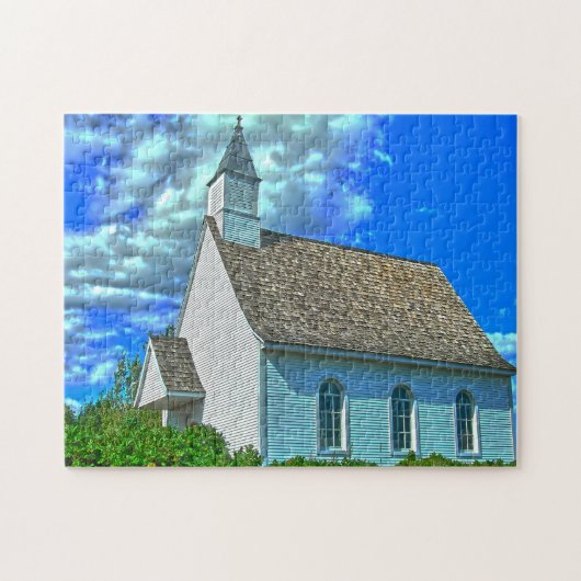 Kerk op het platteland in Quebec Canada. Legpuzzel (Horizontaal)