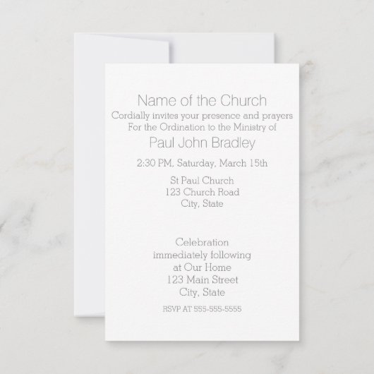 Kerk Ordinatie Moderne Uitnodiging Cross 1 (Achterkant)