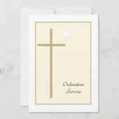 Kerk Ordinatie Uitnodiging Kruis & Duif (Voorkant)