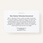 Kerk/organisatie/werkplek-ID-badge Badge (Achterkant)