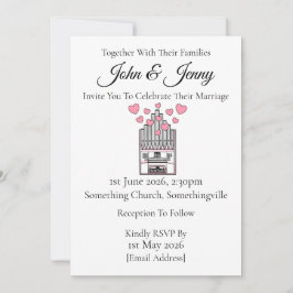 Kerk orgel bruiloft uitnodiging organist muzikante