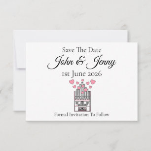 Kerk orgel muzikant bruiloft save the date