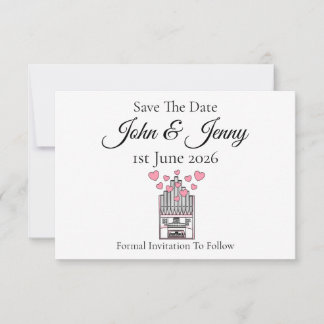 Kerk orgel muzikant bruiloft save the date