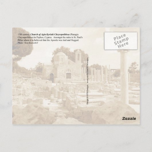 Kerk Panagia Chrysopolitissa, Paphos, Cyprus Briefkaart (Achterkant)