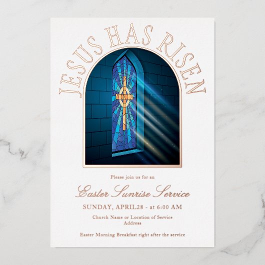 Kerk Pasen Opstanding Dienst Folie Uitnodiging (Voorkant)