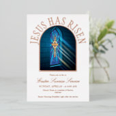 Kerk Pasen Opstanding Dienst Folie Uitnodiging (Staand Voorkant)