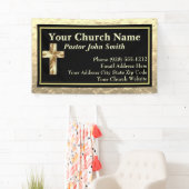 Kerk Pastoor Goud En Zwart Spandoek (Insitu)