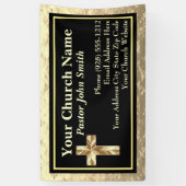 Kerk Pastoor Goud En Zwart Spandoek (Verticaal)