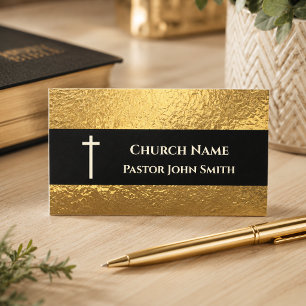 Kerk Pastoor Goud Zwart Klasse Christelijk Visitekaartje
