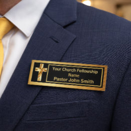 Kerk Pastoor Klasse Goud en Zwart  Naambadge