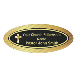 Kerk Pastoor Klasse Goud En Zwart Ovaal Naambadge