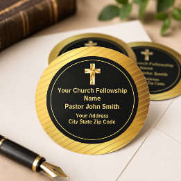 Kerk Pastoor Klasse Goud En Zwart Zakelijk Ronde Sticker