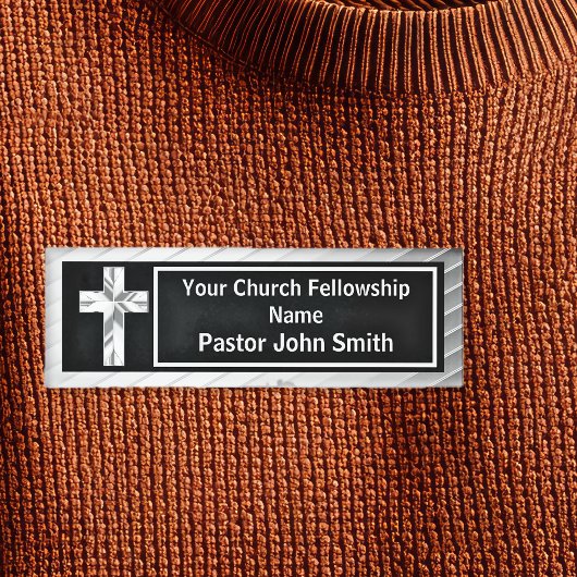 Kerk Pastoor Klasse Zilver en Zwart Naambadge