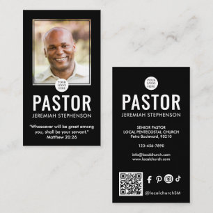 Kerk Pastoor Modern Zwart Foto QR Logo  Visitekaartje