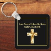 Kerk Pastor Classy Black Cross Business Sleutelhanger (Voorkant)
