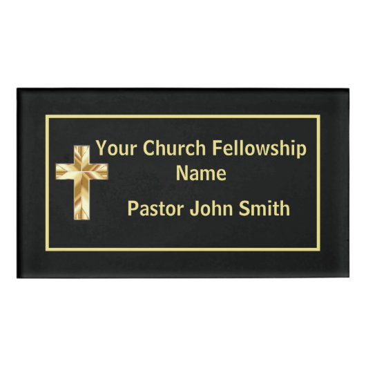 Kerk Pastor Classy Black Naambadge (Voorkant)