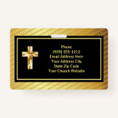 Kerk Pastor Classy Goud en Zwart Badge (Achterkant)
