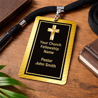 Kerk Pastor Classy Goud en Zwart Badge