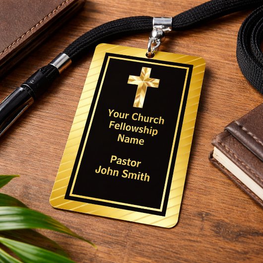 Kerk Pastor Classy Goud en Zwart Badge