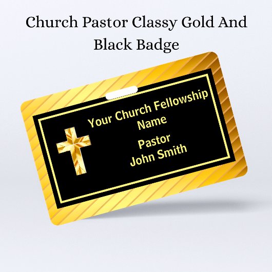 Kerk Pastor Classy Goud en Zwart Badge