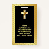Kerk Pastor Classy Goud en Zwart Badge (Achterkant)