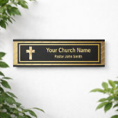 Kerk Pastor Classy Goud en Zwart Deurbordje