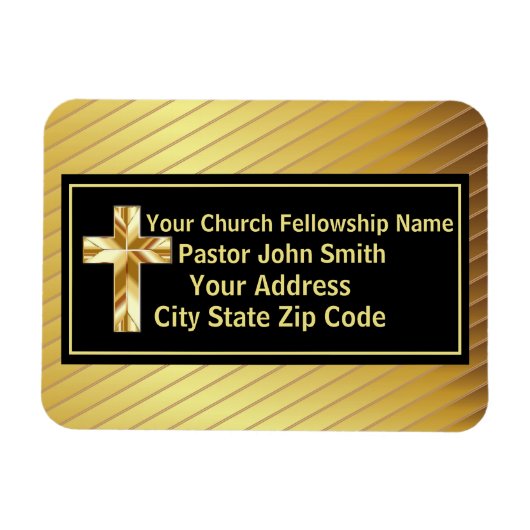 Kerk Pastor Classy Goud en Zwart Magneet (Horizontaal)