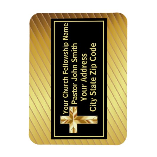 Kerk Pastor Classy Goud en Zwart Magneet (Verticaal)