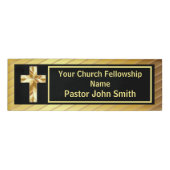 Kerk Pastor Classy Goud en Zwart Naambadge (Voorkant)