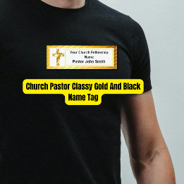 Kerk Pastor Classy Goud en Zwart Naambadge