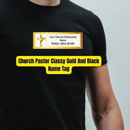 Kerk Pastor Classy Goud en Zwart Naambadge