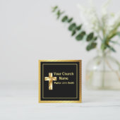 Kerk Pastor Classy Goud en Zwart Plein Vierkante Visitekaartje (Staand voorkant)