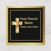 Kerk Pastor Classy Goud en Zwart Plein Vierkante Visitekaartje (Voorkant)