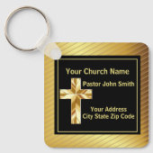 Kerk Pastor Classy Goud en Zwart Sleutelhanger (Voorkant)