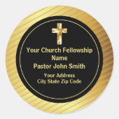 Kerk Pastor Classy Goud en Zwart Zakelijk Ronde Sticker (Voorkant)