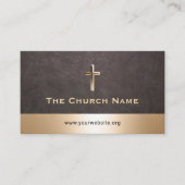 Kerk Pastor Elegant Donker Leer Gouden Grens Visitekaartje (Voorkant)