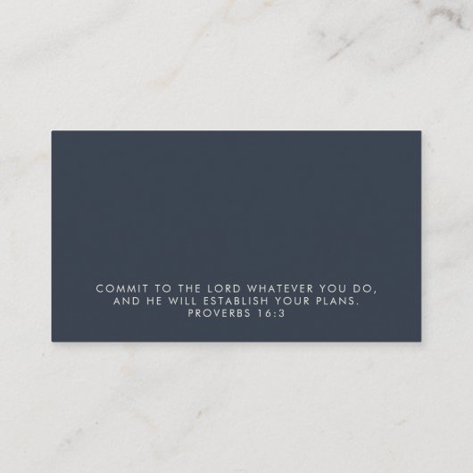 Kerk Pastor Minimal Modern Religious Cross Navy Visitekaartje (Achterkant)