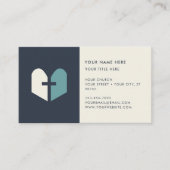 Kerk Pastor Minimal Modern Religious Cross Navy Visitekaartje (Voorkant)