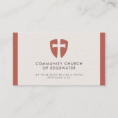 Kerk Pastor Modern Armor Cross Shield Terracotta Visitekaartje (Voorkant)