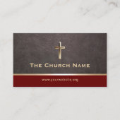 Kerk Pastor Modern Lederen Goud Heilig Kruis Visitekaartje (Voorkant)