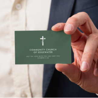 Kerk Pastor Modern Minimal Cross Faith Groen Visitekaartje