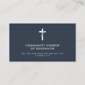 Kerk Pastor Modern Minimal Cross Faith Navy Visitekaartje (Voorkant)
