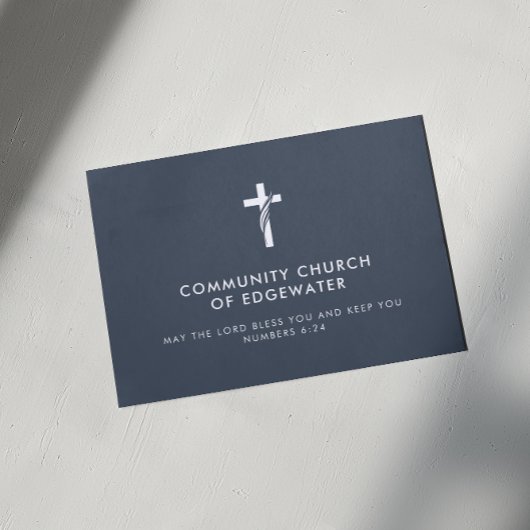 Kerk Pastor Modern Minimal Cross Faith Navy Visitekaartje