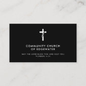 Kerk Pastor Modern Minimal Cross Faith Zwart Visitekaartje (Voorkant)