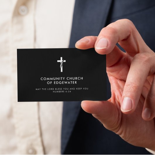 Kerk Pastor Modern Minimal Cross Faith Zwart Visitekaartje